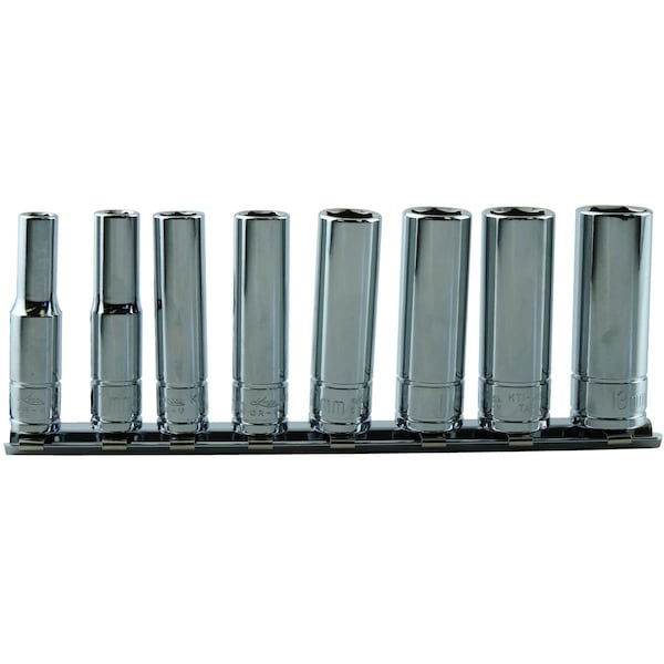 Metric Deep Socket Set, 1/4"Dr, 6Pt, 8 pcs.